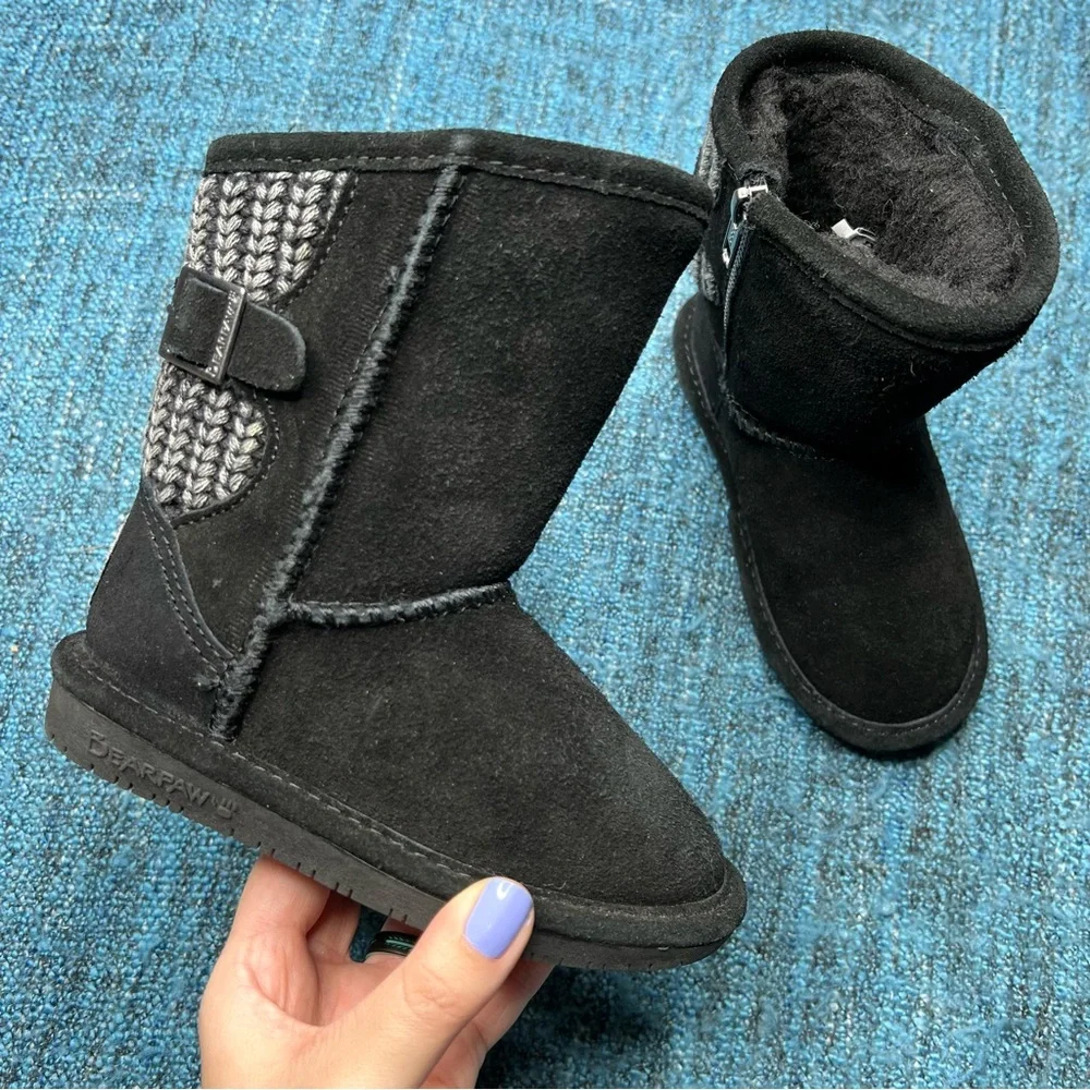 Bearpaw Boshie Toddler Shearling Boots in Black Suede Toddler Size 9 Winter Boot
